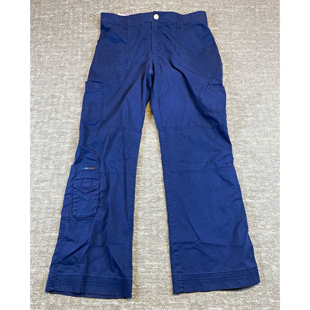 Koi Women’s Stretch Scrub Pants Large L Petite Blue Solid Medical Style 714-P